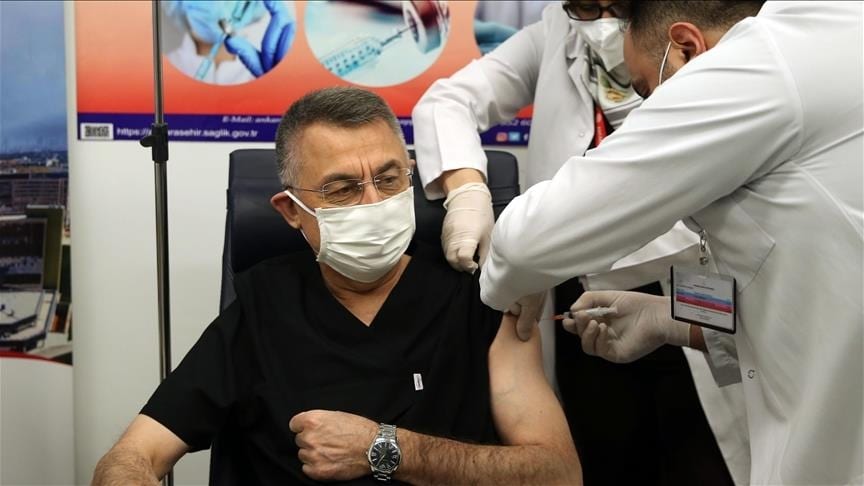 Turkish Vice President Fuat Oktay received first dose of COVID-19 vaccine