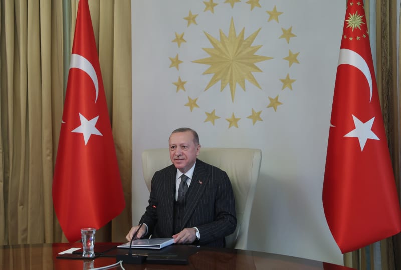 Turkish President Recep Tayyip Erdogan meets with top EU officials