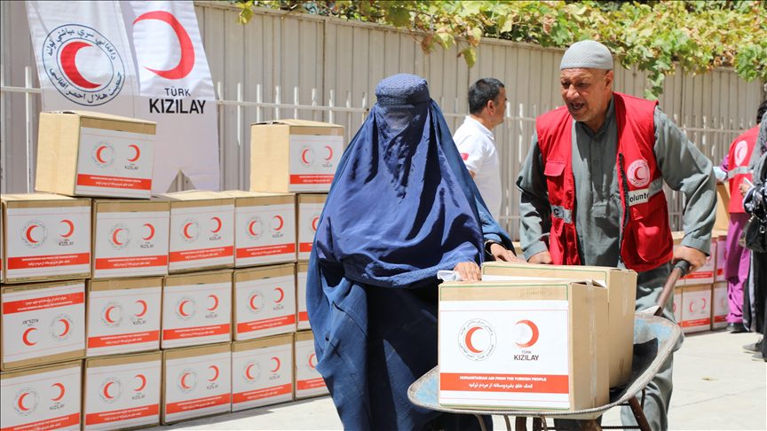The Turkish Red Crescent on Saturday distributed food packages to 100 families in the Afghan capital Kabul